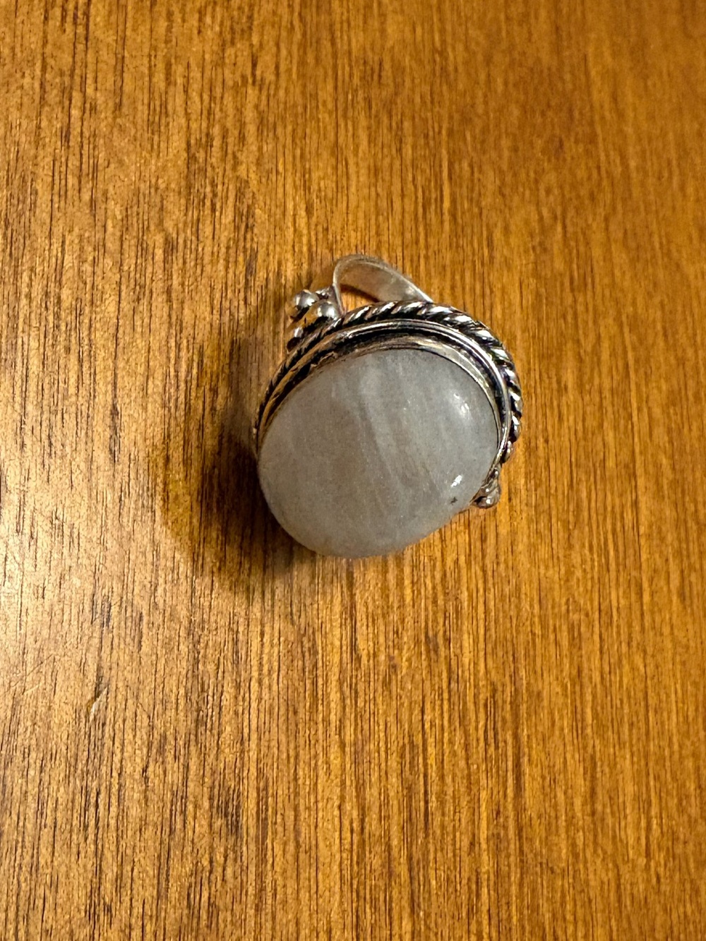 Sterling Silver Plated Moonstone Oval Cocktail Ring - Iridescent White - Picture 5 of 5